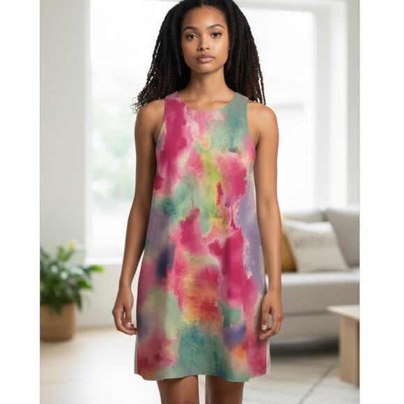A’gaci Pastel Watercolor Sleeveless Dress Spring Easter Size Small - Picture 14 of 14